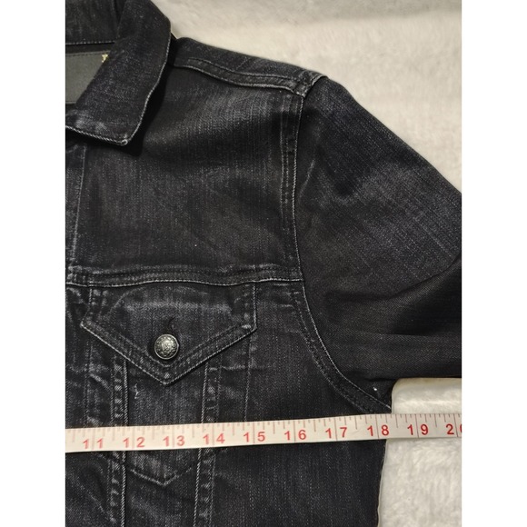 R13 Distressed Denim Jean Trucker Designer Jacket Black Made In Italy Men's Sz S - Picture 3 of 12